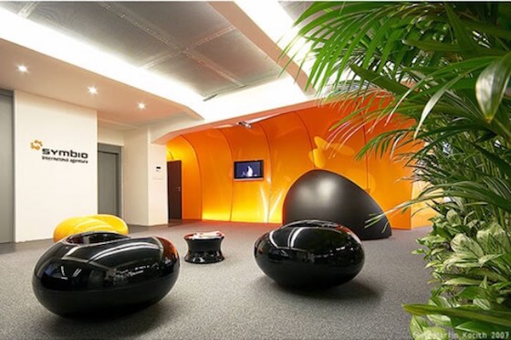 10.Unique-Futuristic-Brilliant-Lobby-Area-of-SYMBIO-Digital-Office-Design-With-Eccentric-Furniture1